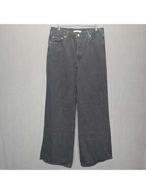 Levi's Premium Ribcage Wide Leg Jeans Black Gray W32 L32 High Rise Big E Wash